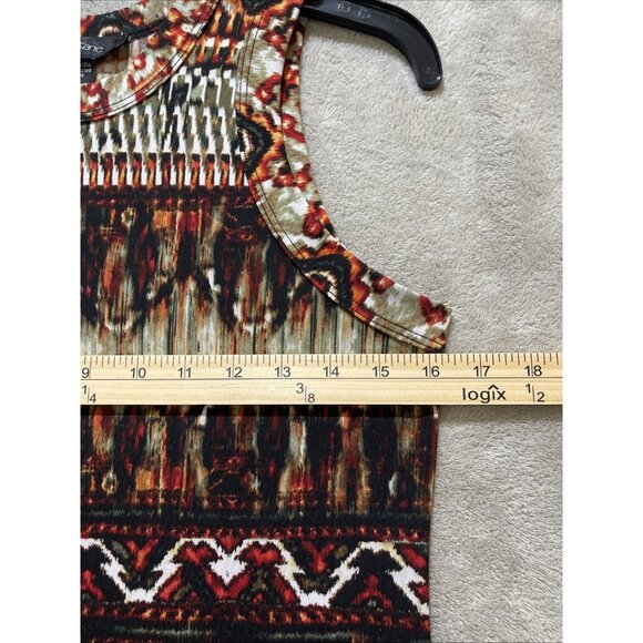 Karen Kane Multi-color Stretch Jersey Sleeveless Border Print Dress Women Sz Sm - Picture 5 of 16